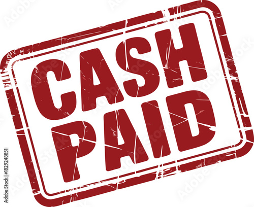 Prominent red rubber stamp displays the phrase CASH PAID representing a completed financial transaction