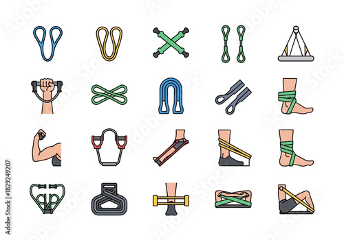 Fitness Bands and Resistance Training Equipment Exercising with Elastic Bands