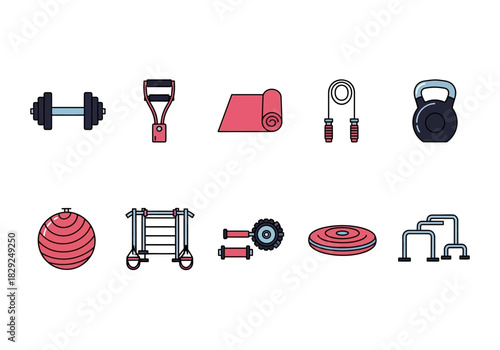 Fitness Equipment Vector Illustration Gym Essentials for Workout