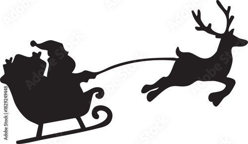 Santa Riding Reindeer Silhouette Christmas Element
