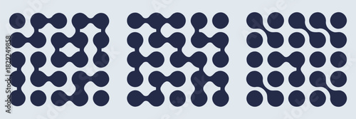 Metaball pattern, geometric connected circle shapes with dots, modern liquid-style vector design, abstract illustration, ideal for backgrounds, tech visuals, creative projects, and digital graphics, 