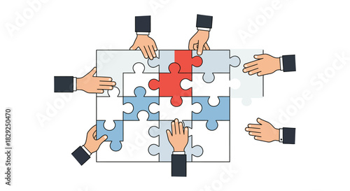 team building puzzle colleagues collaborate to assemble a jigsaw puzzle symbolizing teamwork problem-solving and shared goals in business projects