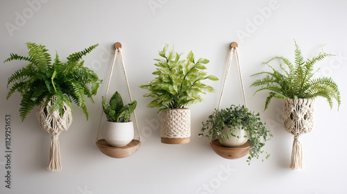 Wallpaper Mural Modern indoor plants displayed in stylish hanging planters on a wall Torontodigital.ca