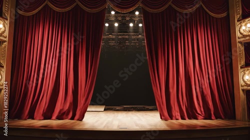 Anticipation builds as stage curtains dramatically open ready for the show to begin a live performance ready to entertain the audience