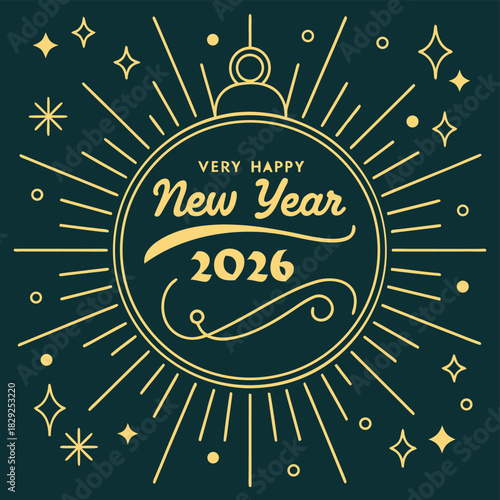 Stylized circular new year s eve graphic with festive elements