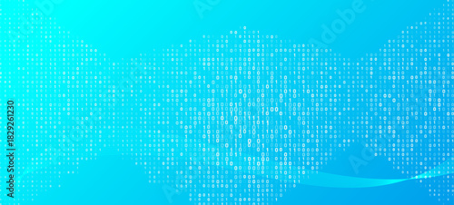 Modern Technology Backdrop  Blue Gradient with Zeroes, Ones Data