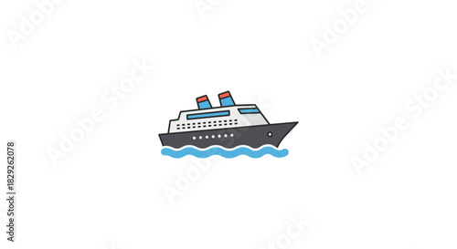 Cruise ship sailing on the water traveling across the ocean perfect for travel agency brochures marine tourism ads and ocean voyage promotions.