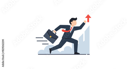 determined businessman sprinting to success briefcase in hand climbing corporate ladder representing ambition and career growth ideal for business blogs