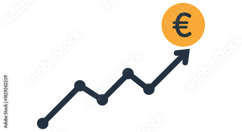 euro currency growth chart illustrating financial success and investment returns perfect for illustrating economics reports and market analysis with upward trend