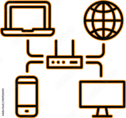 Connected devices network diagram technology concept