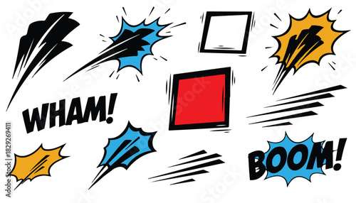 Comic Style Explosion Shapes and Panels Illustration