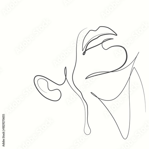 Male face with tears one line drawing. Male face with tears single line illustration. Male face with tears minimalist line art