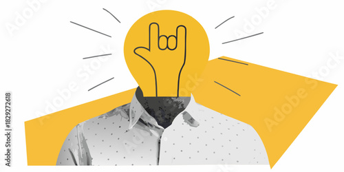 Bright idea rock on conceptual illustration of innovation and creativity