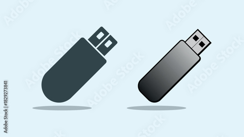 USB flash drive icons with gradient and solid fill on solid background