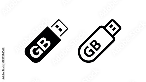 USB flash drive icons with GB text on white background