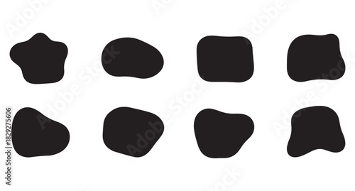 Abstract organic round shapes with soft flowing blobs, wavy doodle frames, smooth oval curves, and bubble liquid outlines form a stylish vector background full of fluid design elements.