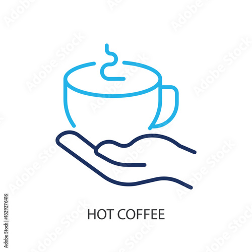 Hot coffee thin line icons. Original vector illustration.