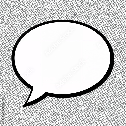 Blank comic style speech bubble on textured halftone background