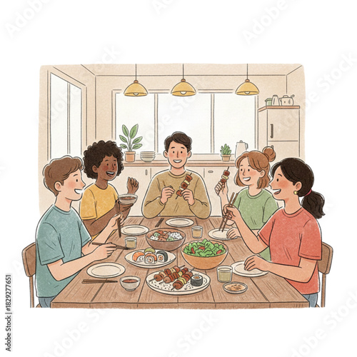 coworkers are eating lunch together party at an office 