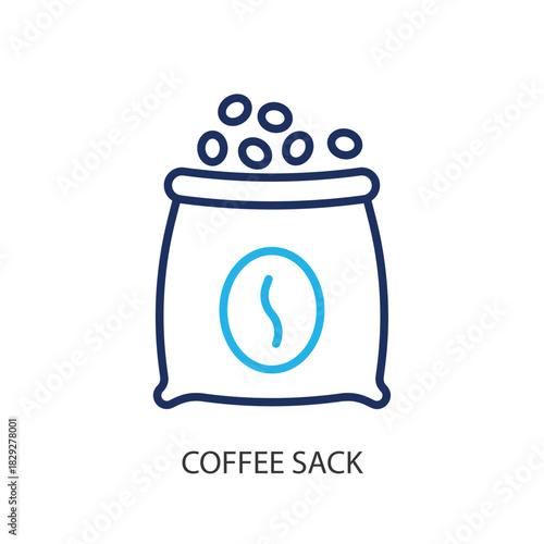 Coffee sack thin line icons. Original vector illustration.