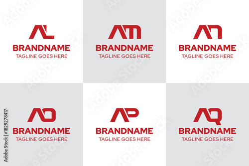 Letters AL AM AN AO AP AQ Monogram Logo Set, great for LA MA NA OA PA QA Initials