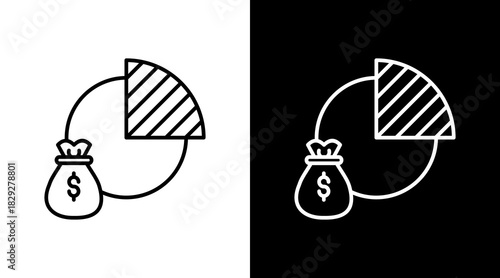 Expense Pie Outline White Icon Set Design