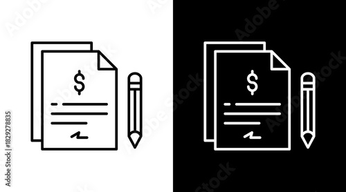 Contract File Outline White Icon Set Design