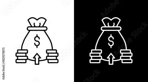 Revenue Bag Outline White Icon Set Design