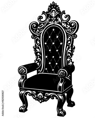 Elaborate Ornate King's Throne Silhouette - Royal Baroque Vector