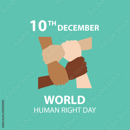 World Human Rights Day Concept Background Cartoon Illustration