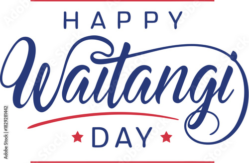 Happy waitangi day typography design, celebrating new zealands national day