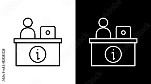 Help Desk Outline White Icon Set Design