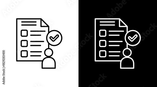 Survey Form Outline White Icon Set Design