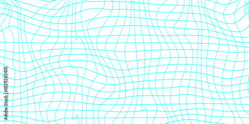Abstract doodle style groovy checker line hand drawn texture backdrop grid pattern with colors and texture background, white and cyan line drawing on decoration minimalist design with textured look.