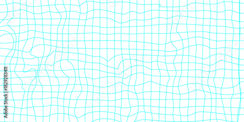 Abstract doodle style groovy checker line hand drawn texture backdrop grid pattern with colors and texture background, white and cyan line drawing on decoration minimalist design with textured look.
