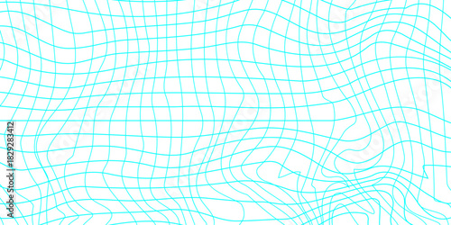 Abstract doodle style groovy checker line hand drawn texture backdrop grid pattern with colors and texture background, white and cyan line drawing on decoration minimalist design with textured look.