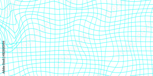 Abstract doodle style groovy checker line hand drawn texture backdrop grid pattern with colors and texture background, white and cyan line drawing on decoration minimalist design with textured look.
