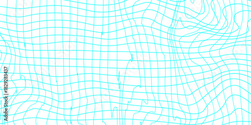 Abstract doodle style groovy checker line hand drawn texture backdrop grid pattern with colors and texture background, white and cyan line drawing on decoration minimalist design with textured look.