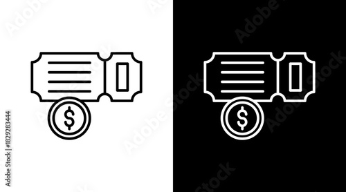 Ticket Outline White Icon Set Design