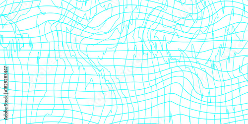 Abstract doodle style groovy checker line hand drawn texture backdrop grid pattern with colors and texture background, white and cyan line drawing on decoration minimalist design with textured look.
