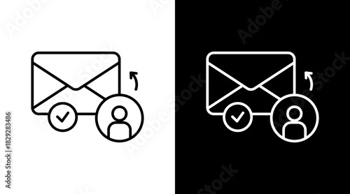 Email Reply Outline White Icon Set Design