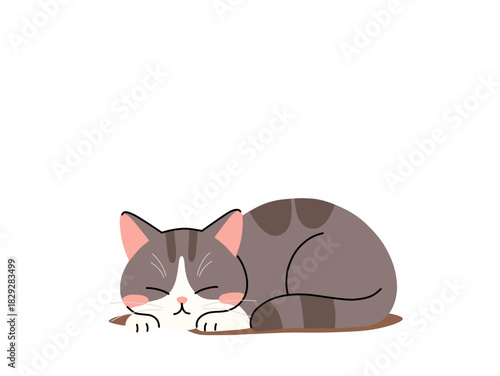 cute sleeping cat isolated on transparent background—flat illustration