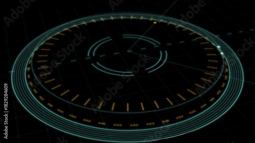 PNG Alpha.futuristic circular holographic interface with glowing rings