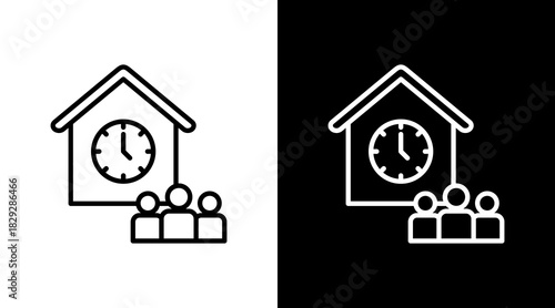 Family Time Outline White Icon Set Design