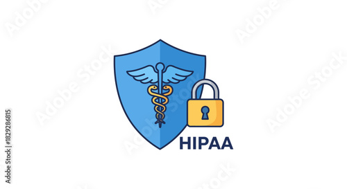 Secure HIPAA compliance illustrating data protection for healthcare organizations safeguarding patient privacy information ideal for security awareness campaigns.