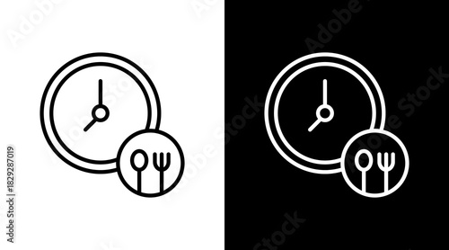 Lunch Time Outline White Icon Set Design