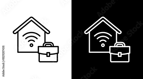 Hybrid Work Outline White Icon Set Design