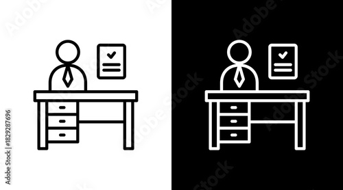 Manager Outline White Icon Set Design