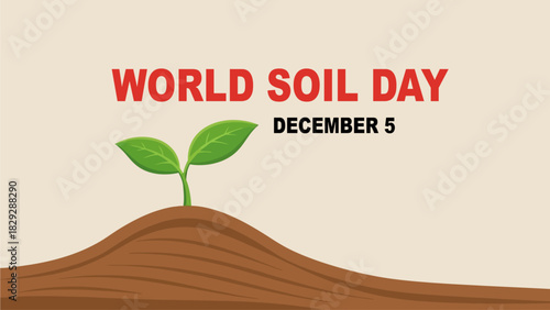 World Soil Day Illustration Growing Seedling on Brown Soil