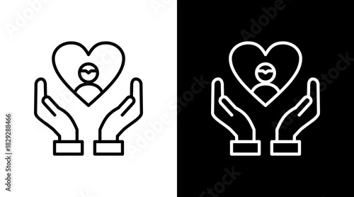 Child Care Outline White Icon Set Design